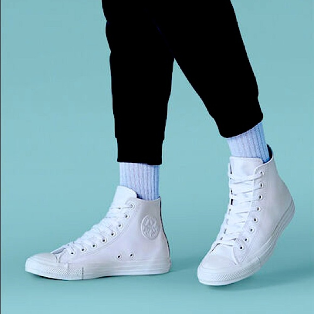 Leather high top converse